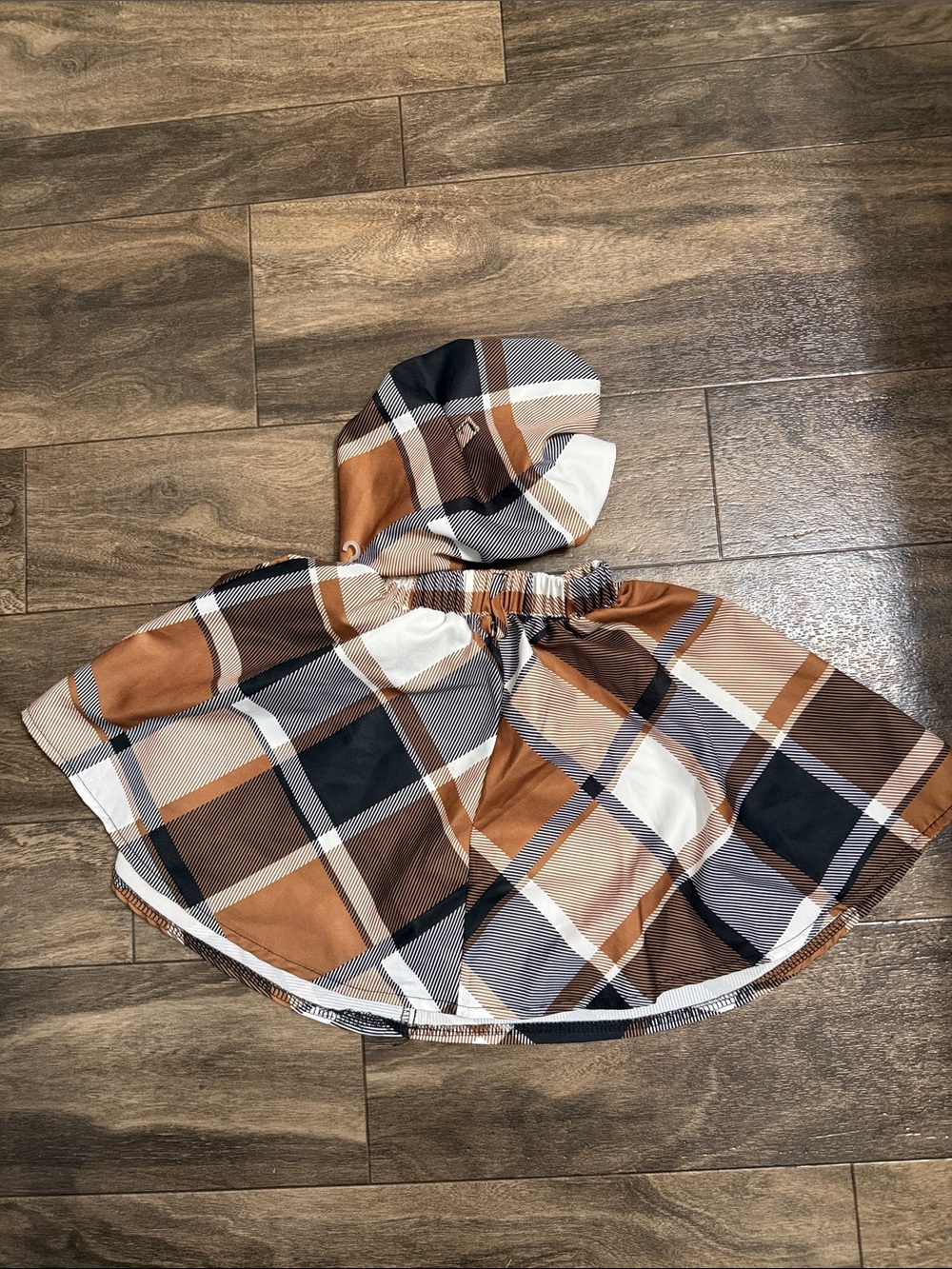 SHEIN Plaid Hooded Skirt in Brown, Black, Cream, and Gray